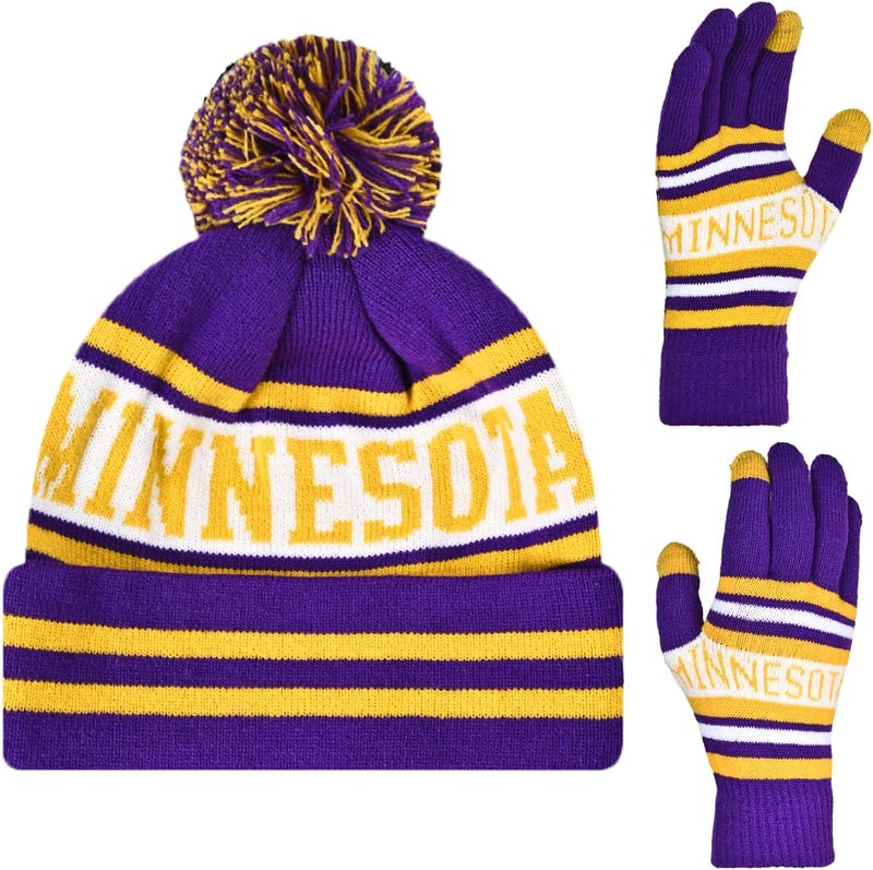 mtstaowe Vintage Classic Skull Cap Beanie Hat Cuffed Winter Hat Knit Comes with Warm Gloves Gifts for Men Women Fans - Image 1